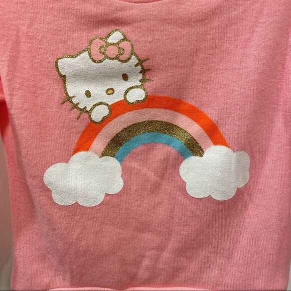 HELLO Kitty Girls Pink Rainbow Lightweight Soft Sweatshirt Gold Accent 12 Mo NWT - Picture 2 of 8